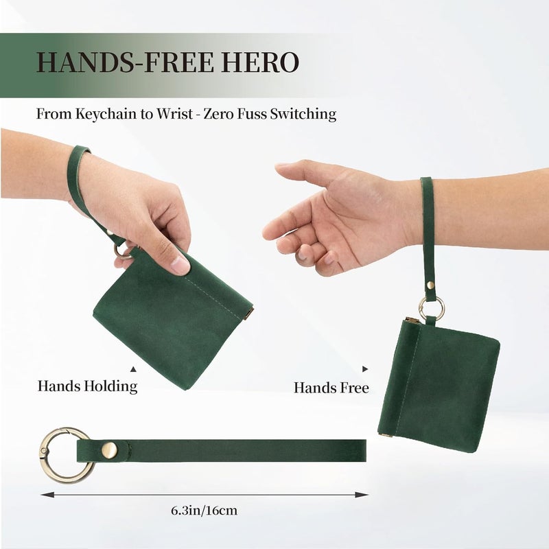 Aesthestyle Leather Coin Purse with Wristlet, Coin Pouch with Dual Interlayer, Card and Change Organizer, Change Purse no Zipper, Squeeze Coin Wallet, Handmade Genuine Leather Pouch For Men/Women - Image 4